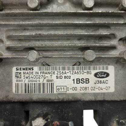 FORD FIESTA ECU / 2S6A-12A650-BG / 5WS40027G-T / 1BSB / SID802 / SIEMENS
