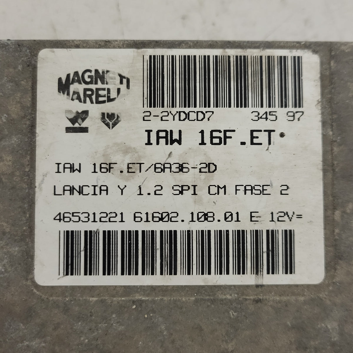 LANCIA YPSILON 1.2 ECU / IAW 16F.ET / 46531221 / 61602.108.01 / MAGNETI MARELLI - D20-20 - 2