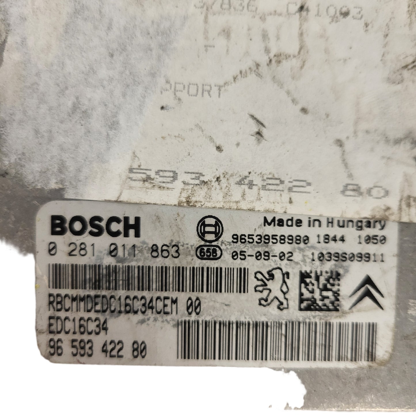 Peugeot Citroen ECU / 0281011863 / 9659342280 / EDC16C34 / 9653958980