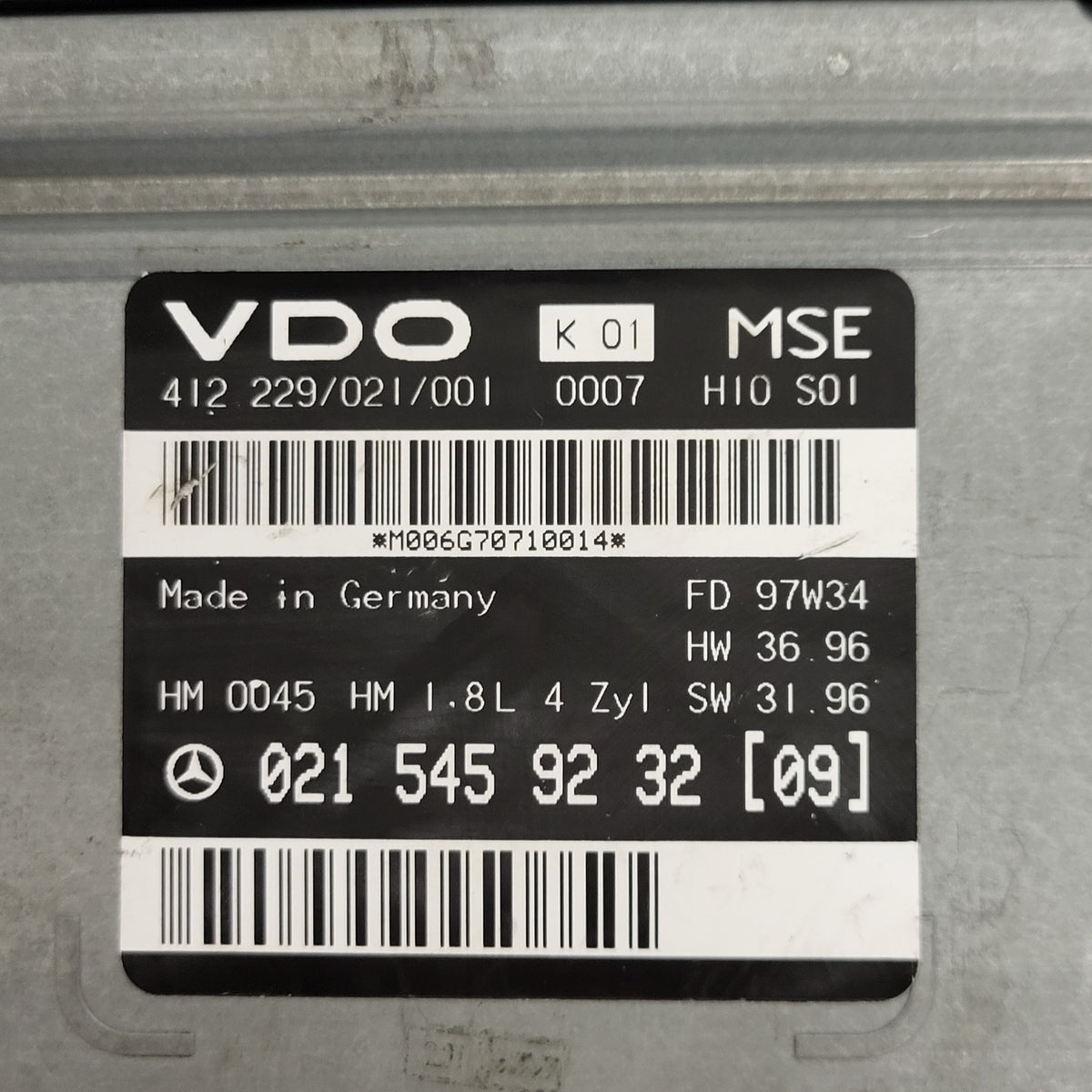MERCEDES BENZ C W202 ECU / 0215459232 / 021545923209 / 412 229/021/001 - D26-03 - 2
