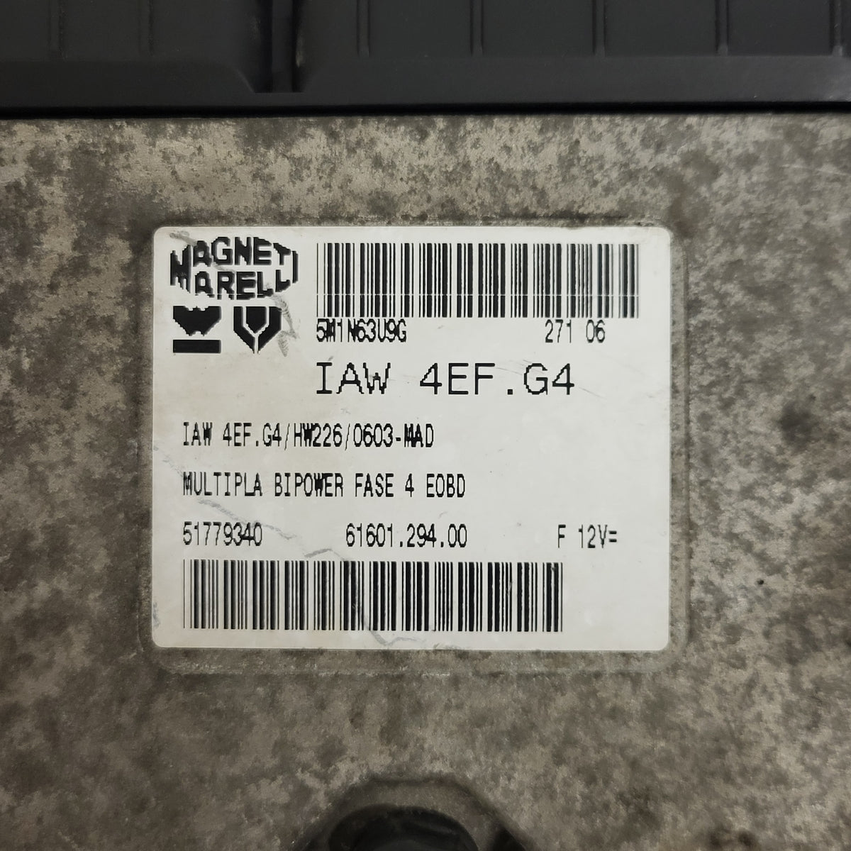 FIAT MULTIPLA BIPOWER ECU / IAW 4EF.G4 / HW226 / 51779340 / 61601.294.00 - D27-09 - 2