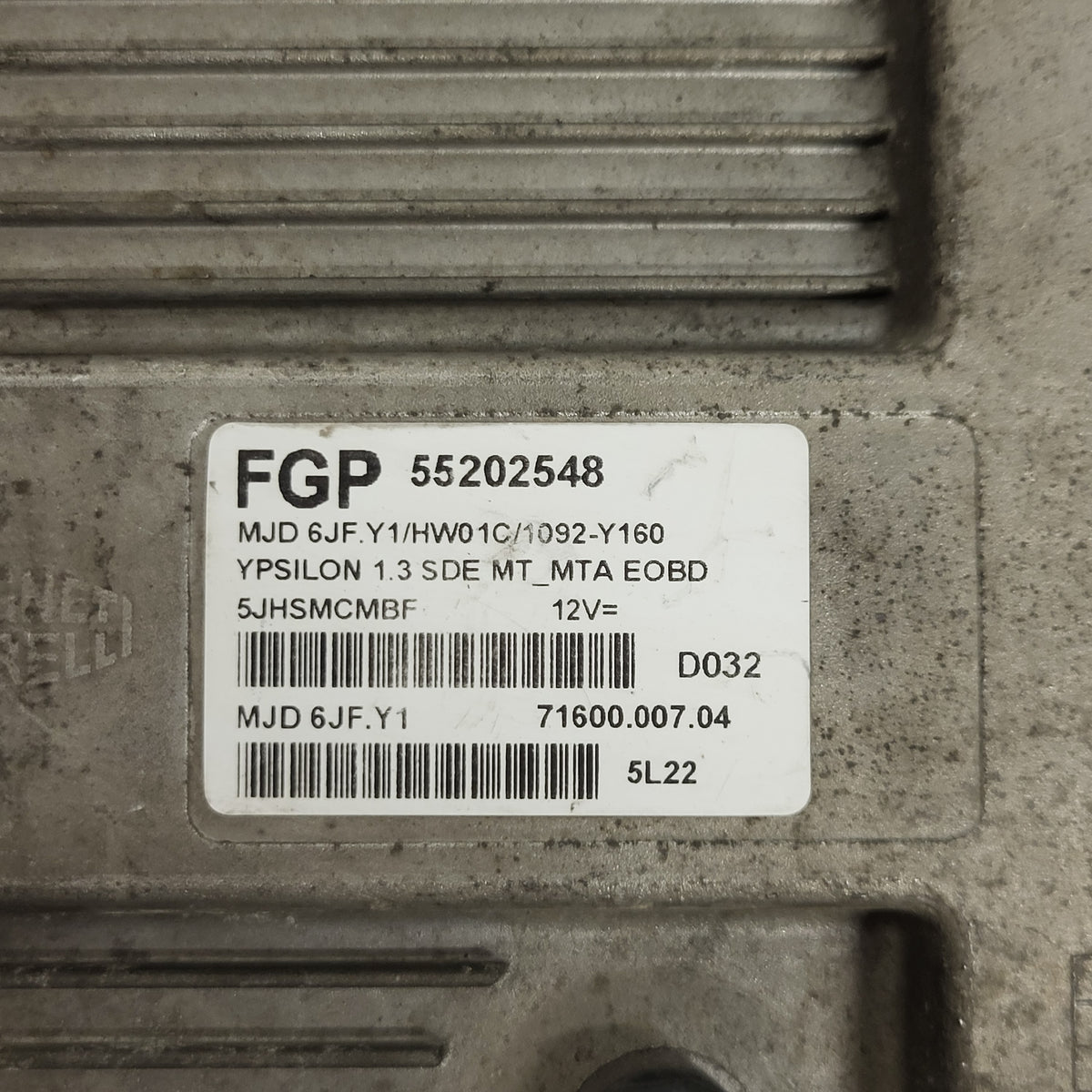 LANCIA Y YPSILON ECU / MJD 6JF.Y1 / 55202548 / HW01C / 71600.007.04 - D27-18 - 2