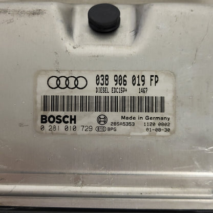 VW AUDI ECU / 038906019FP / 0281010729 / EDC15P+ / BOSCH - D28-12 - 2