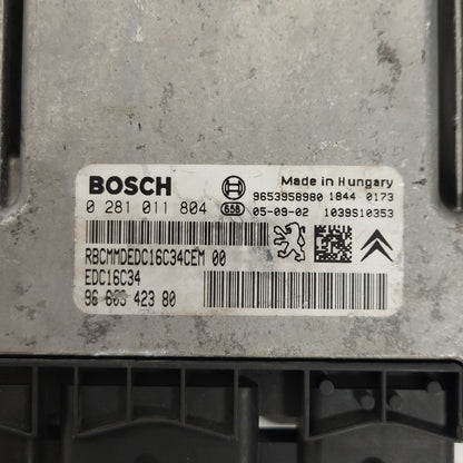 CITROEN C3 ECU / 0281011804 / EDC16C34 / 9660942380   / 9653958980 / BOSCH - D28-16 - 2