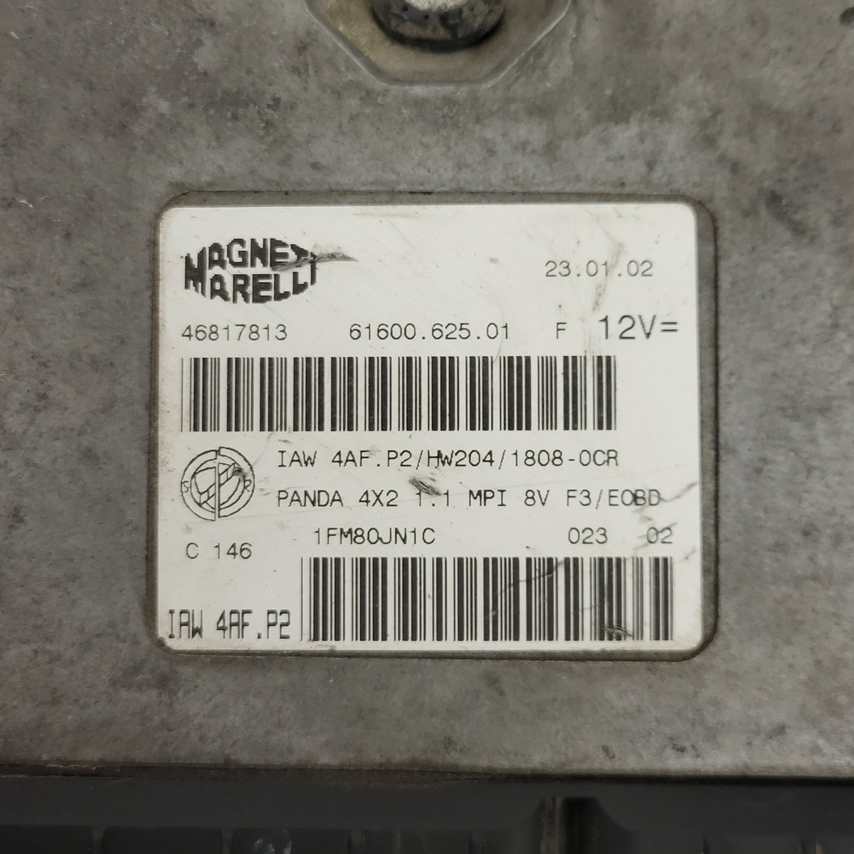 FIAT PANDA 1.1 ECU / 46817813 / IAW 4AF.P2 / 61600.625.01 / HW204 / MAGNETI - D28-22 - 2