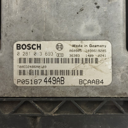 DODGE CALIBER 2.0 CRD ECU / 0281013693 / P05187 449AB / T00ED2486A0109 / BOSCH - D33-20 - 2