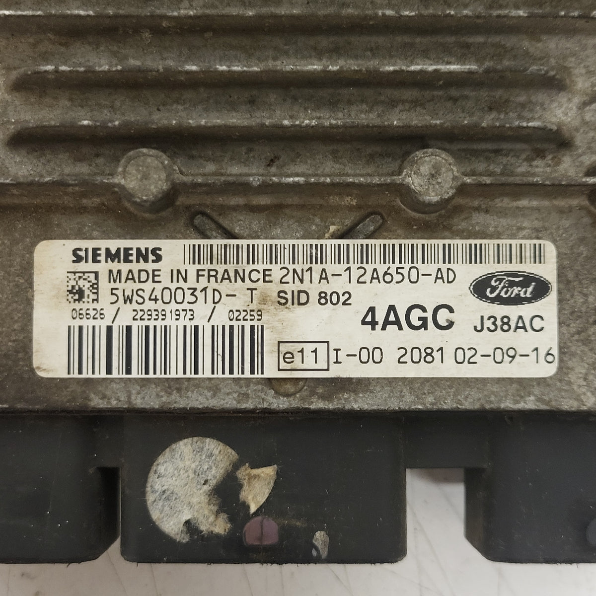 FORD FUSION ECU / 2N1A-12A650-AD / 5WS40031D-T / SID802 / J38AC / 4AGC - D34-02 - 2
