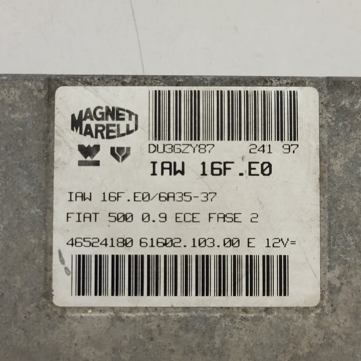 FIAT 500 .09 ECU / IAW 16F.E0 / 46524180 / 61602.103.00 / MAGNETI MARELLI - D34-11 - 2