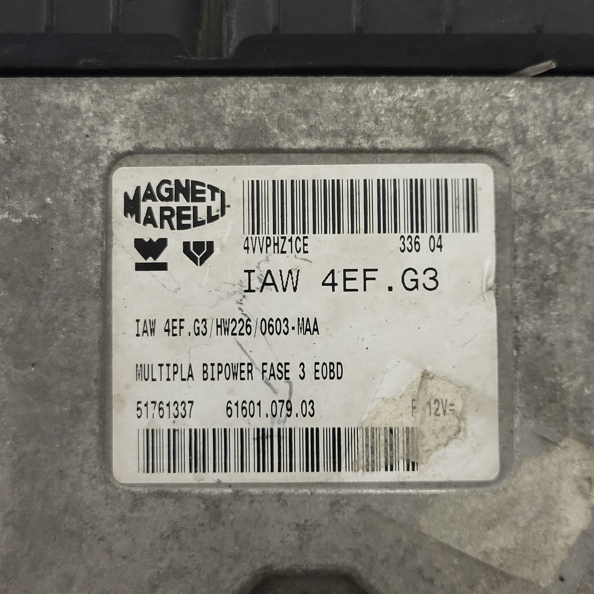 FIAT MULTIPLA ECU IAW 4EF.G3 / 51761337 / 61601 079.03 / HW226 / MAGNETI MARELLI - D34-24 - 2