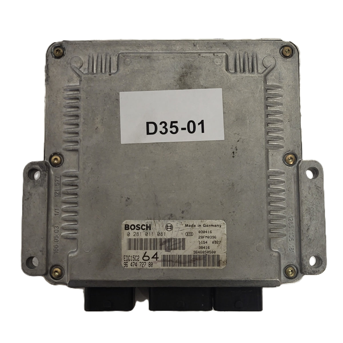 PEUGEOT CITROEN 2.0 HDI ECU / 0281011081 / 9647472780 / EDC15C2 / 9646850580 / BOSCH - D35-01 - 1