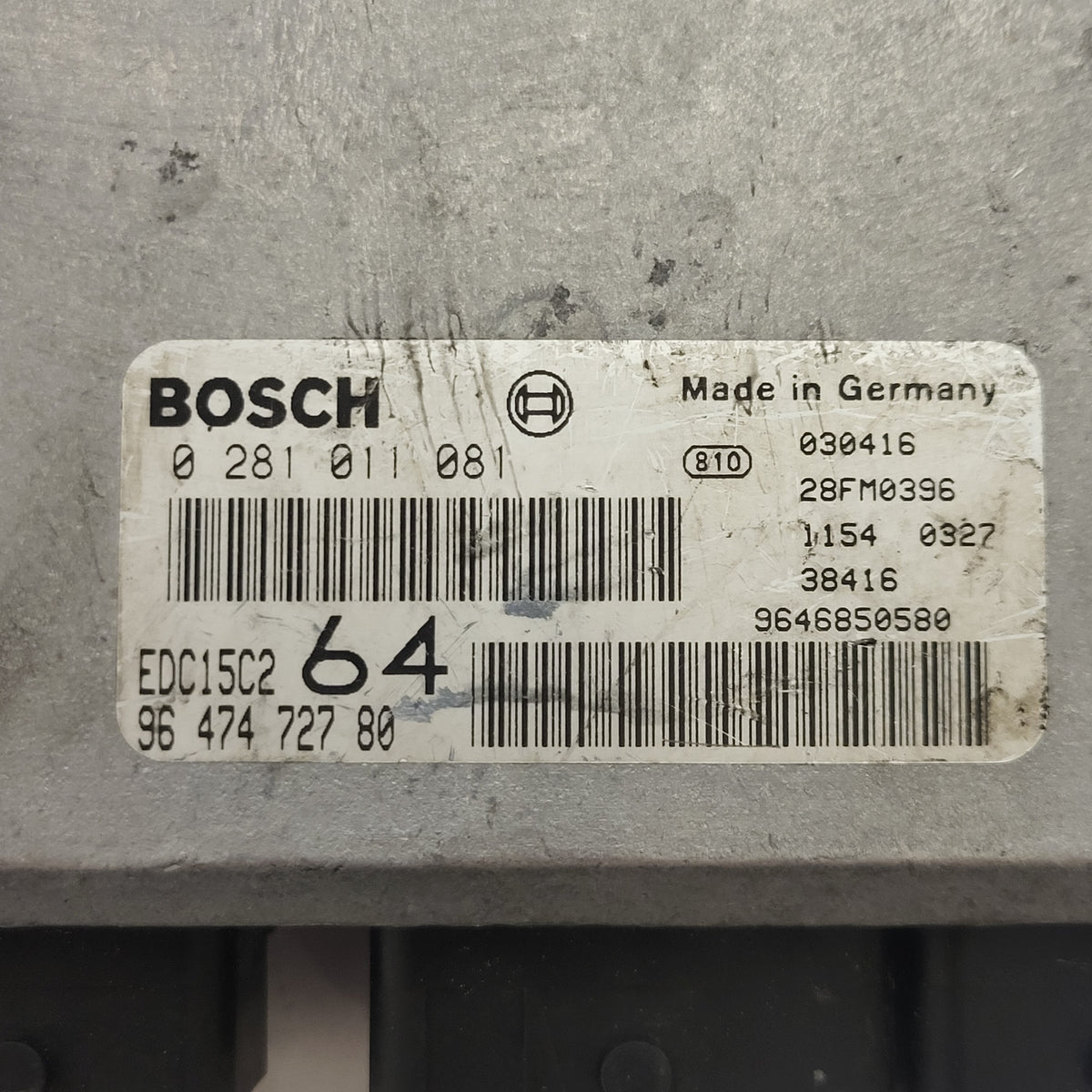PEUGEOT CITROEN 2.0 HDI ECU / 0281011081 / 9647472780 / EDC15C2 / 9646850580 / BOSCH - D35-01 - 2