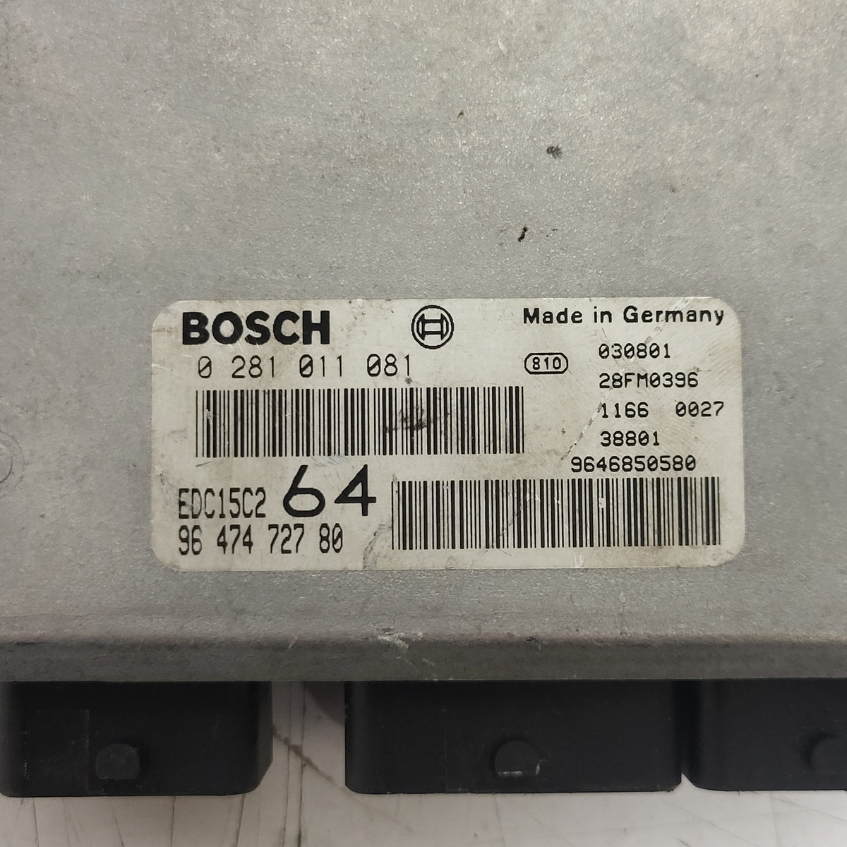 PEUGEOT CITROEN 2.0 HDI ECU / 0281011081 / 9647472780 / EDC15C2 / 9646850580 / BOSCH - D35-03 - 2