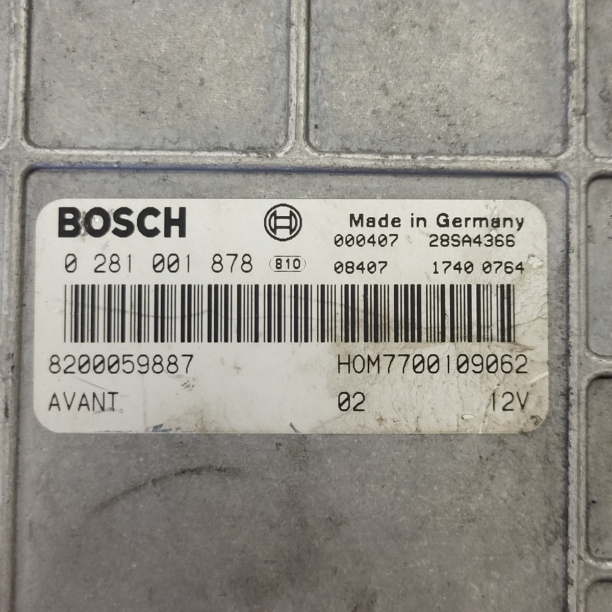 RENAULT ECU / 0281001878 / 8200059887 / HOM7700109062 / BOSCH - D35-17 - 2