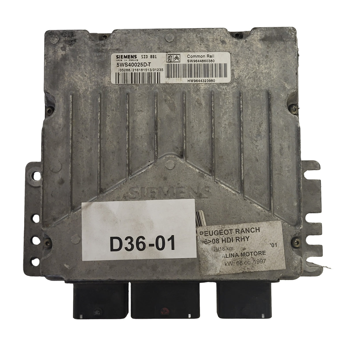 CITROEN BERLINGO ECU / 5WS40025D-T / SID801 / SW9644860380 / HW9644323980 - D36-01 - 1