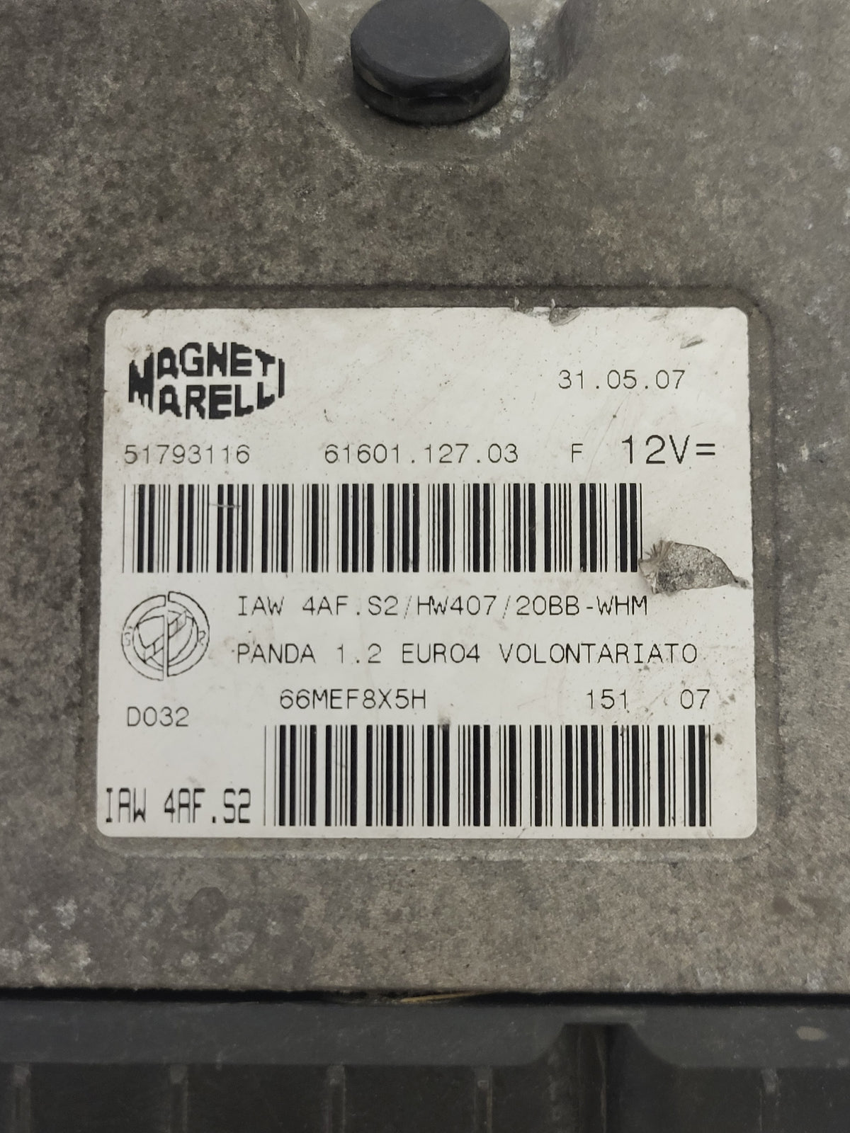 FIAT PANDA 1.2 EURO 4 ECU / 51793116 / IAW 4AF.S2 / 61601.127.03 / MAGNETI MARELLI - D36-02 - 2