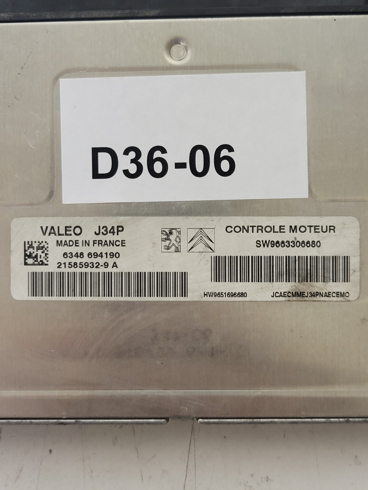 PEUGEOT CITROEN ECU / J34P / 21585932-9A / 21585932-9 / SW9663306680 HW9651696680 - D36-06 - 2