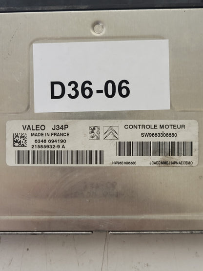 PEUGEOT CITROEN ECU / J34P / 21585932-9A / 21585932-9 / SW9663306680 HW9651696680 - D36-06 - 2