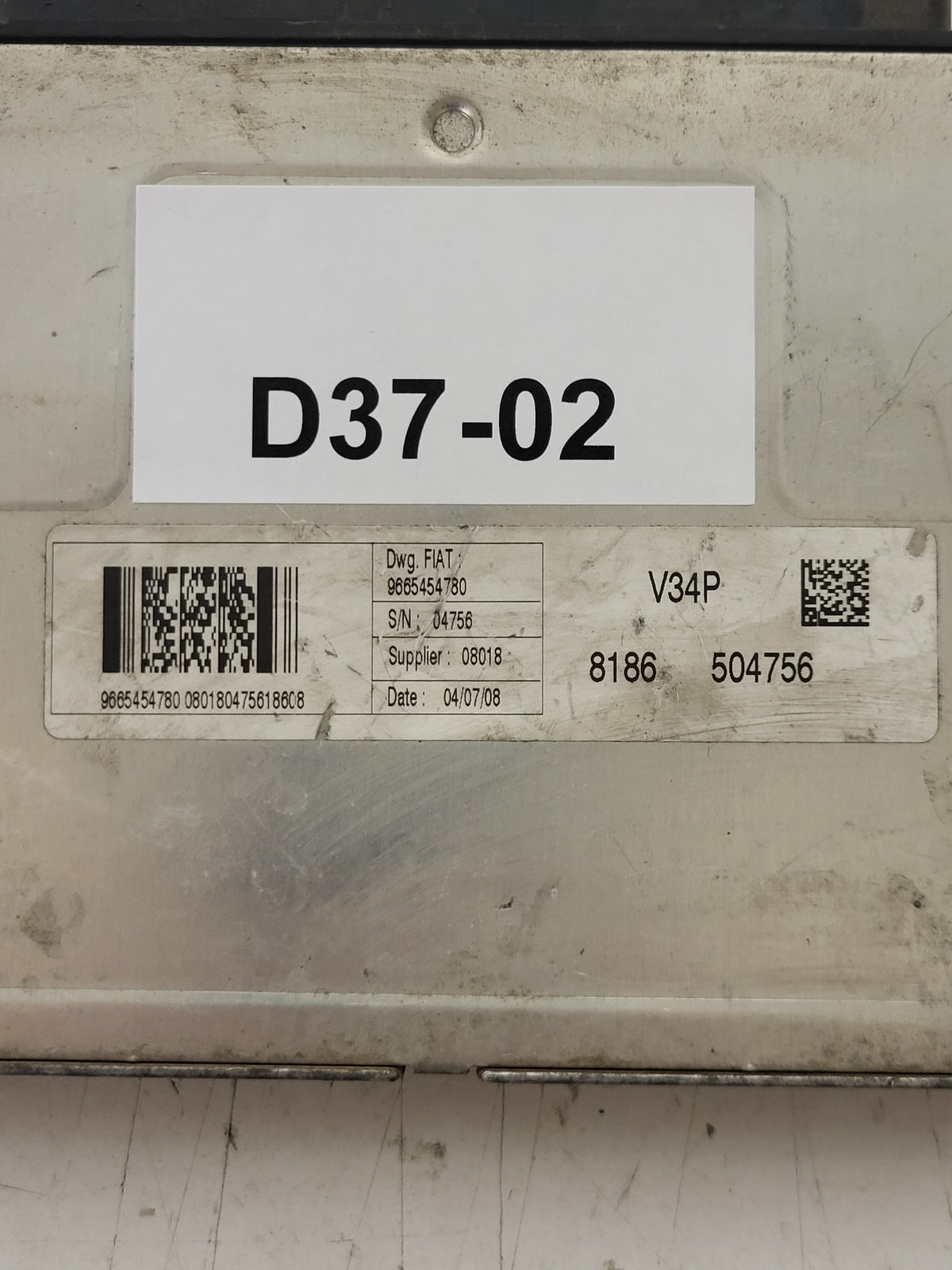 FIAT FIORINO QUBO NEMO V34P ECU / 9665454780 / - D37-02 - 2