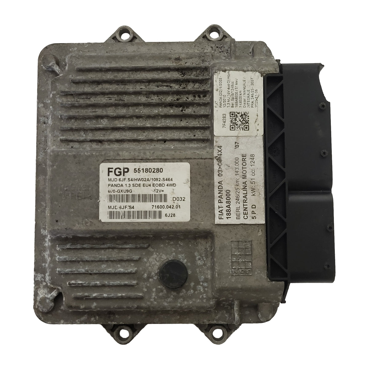 FIAT PANDA ECU / 55180280 / MJD 6JF.S4 / HW02A  / 71600.042.01 / MAGNETI MARELLI - D37-03 - 1