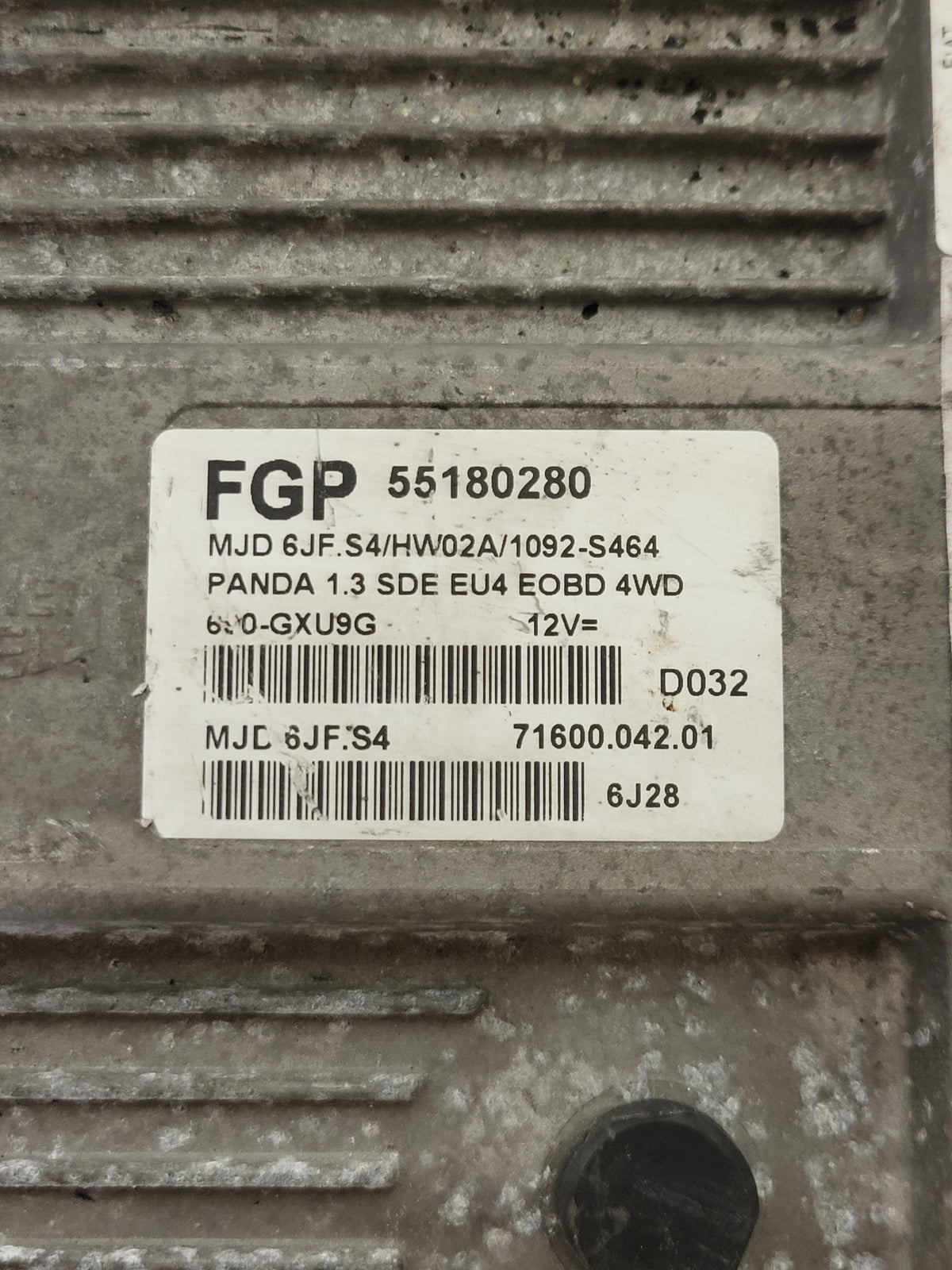 FIAT PANDA ECU / 55180280 / MJD 6JF.S4 / HW02A  / 71600.042.01 / MAGNETI MARELLI - D37-03 - 2