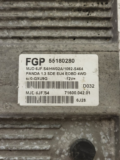 FIAT PANDA ECU / 55180280 / MJD 6JF.S4 / HW02A  / 71600.042.01 / MAGNETI MARELLI - D37-03 - 2