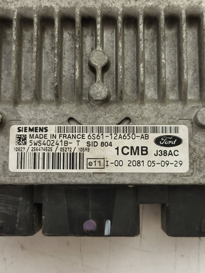 FORD FIESTA ECU / 6S61-12A650-AB / 5WS40241B-T / SID804 / 1CMB / SIEMENS - D37-07 - 2