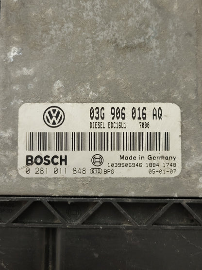 VW GOLF 5 ECU / 03G906016AQ / 0281011848 / EDC16U1 / BOSCH - D38-06 - 2
