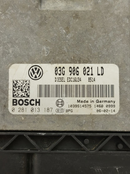 VW SKODA ECU / 03G906021LD / 0281013187 / EDC16U34 / BOSCH - D38-07 - 2