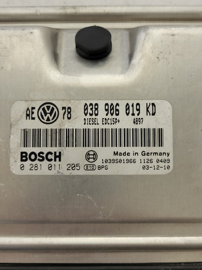 VW PASSAT B5 ECU / 038906019KD / 0281011205 / EDC15P+ / BOSCH - D38-08 - 2