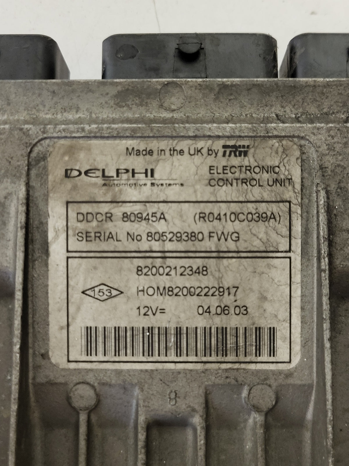 RENAULT 1.5 DCI ECU / R0410C039A / 8200212348 / HOM8200222917 / DELPHI - D38-11 - 2
