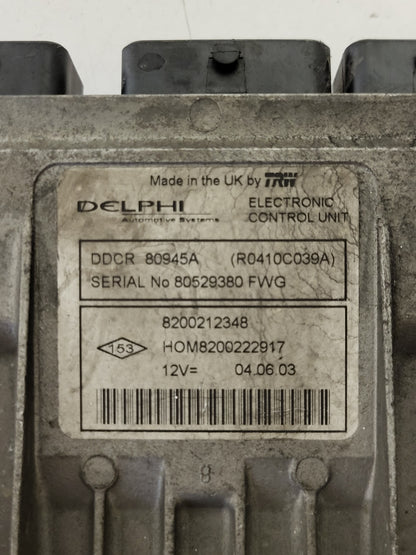 RENAULT 1.5 DCI ECU / R0410C039A / 8200212348 / HOM8200222917 / DELPHI - D38-11 - 2