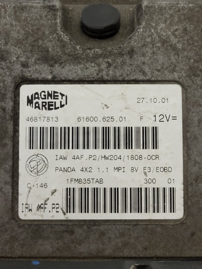 FIAT PANDA 1.1 ECU / 46817813 / IAW 4AF.P2 / 61600.625.01 / HW204 / MAGNETI - D38-15 - 2