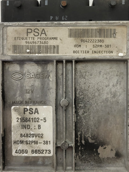 CITROEN PEUGEOT ECU / 21584102-5 / 9649673480 / 9642222380 / S2PM-381 - D38-19 - 2