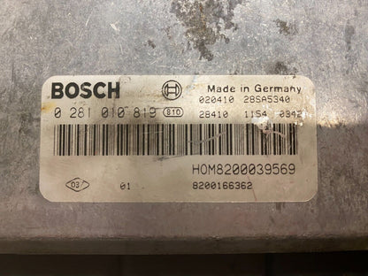 Renault ECU / 0281010819 / HOM820003969 / 8200166362 / 28SA5340 / BOSCH-